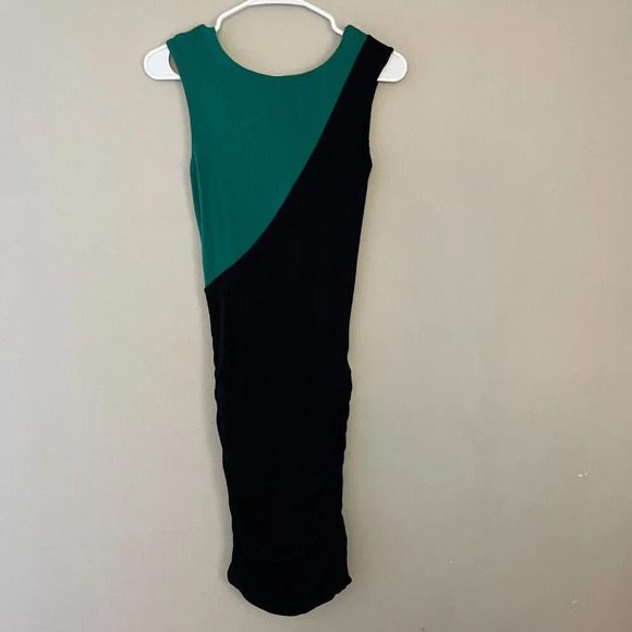 BCBGMAXAZRIA Womens Black Green Bodycon Dress Small Colorblock Sleeveless - Picture 5 of 8